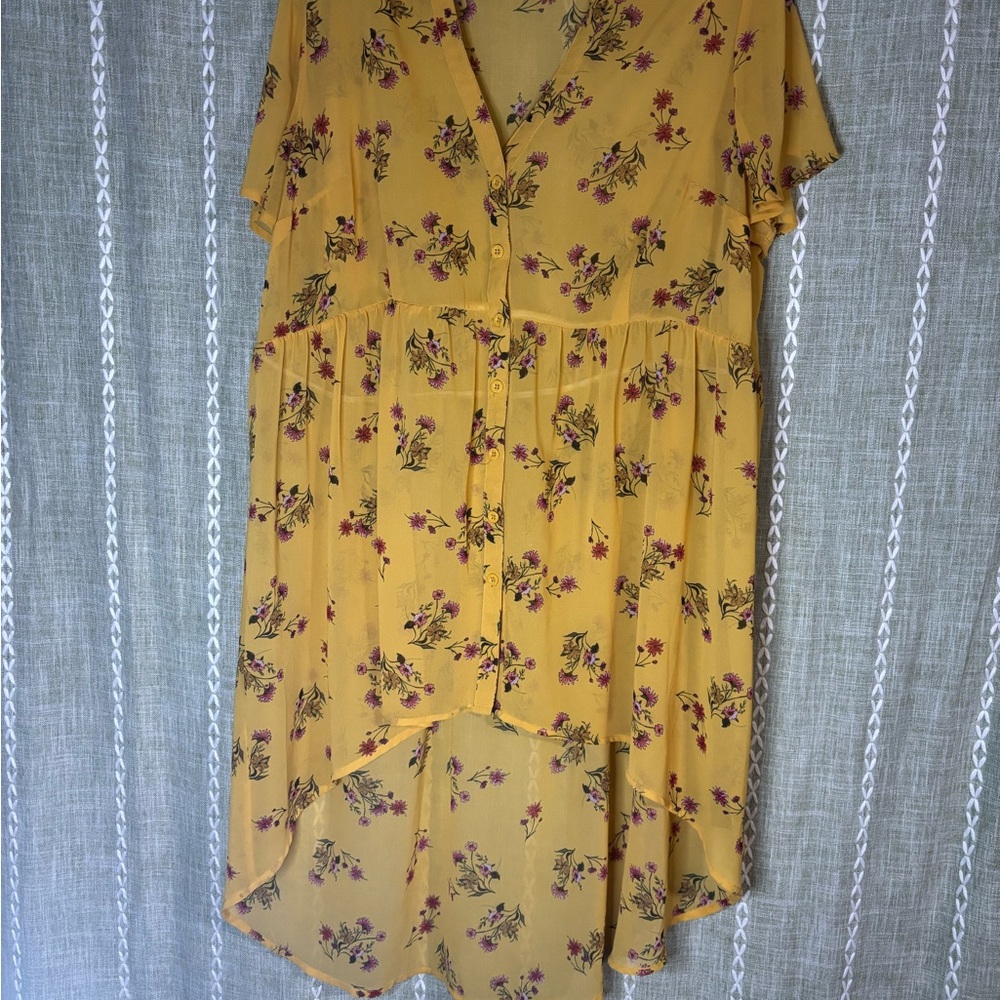 Torrid Mustard Floral Blouse